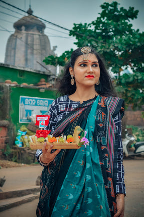 Jodi Sankha, Boita & Ducks Khandua Cotton Saree