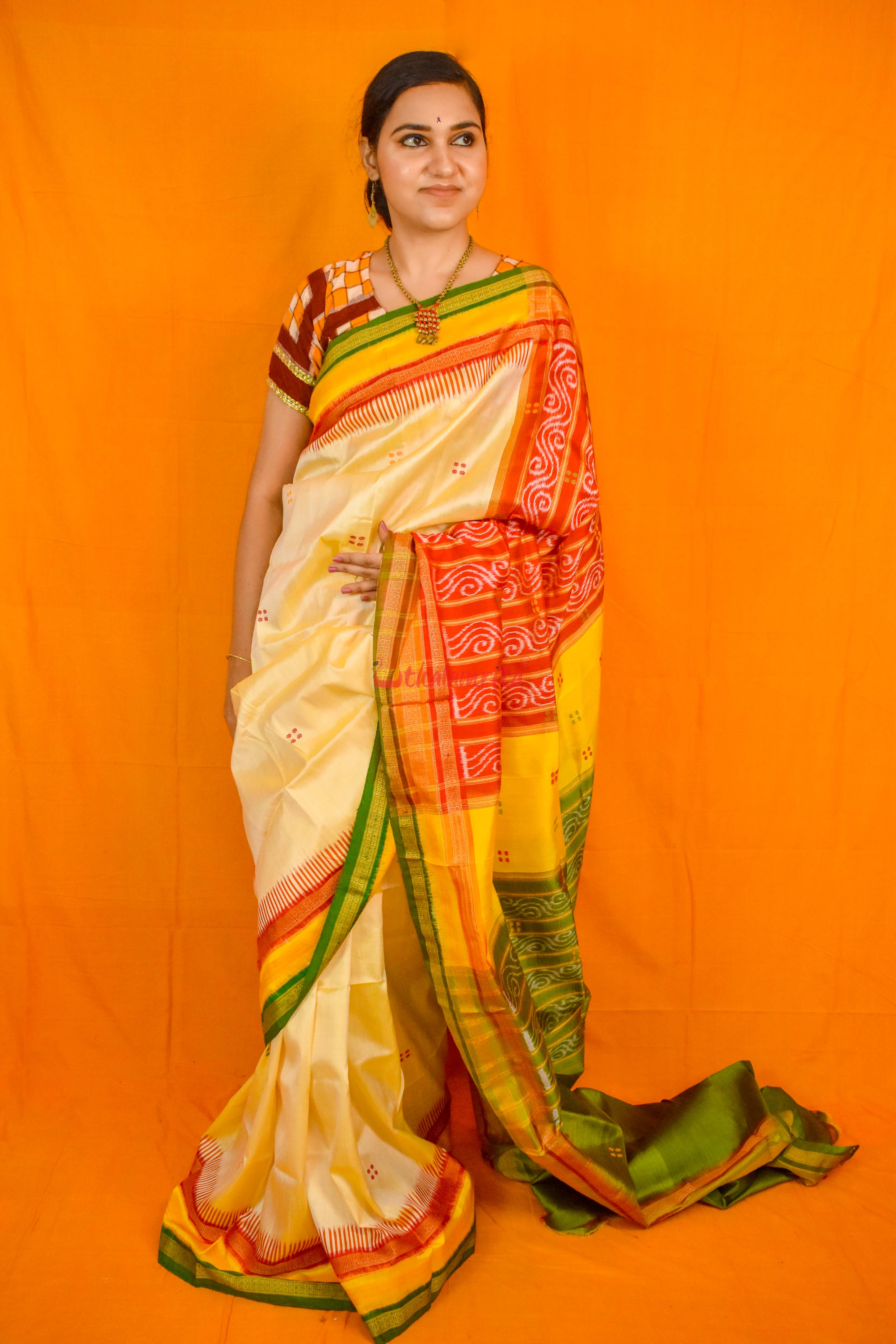Ghee Kathifera Triple Border Khandua Silk