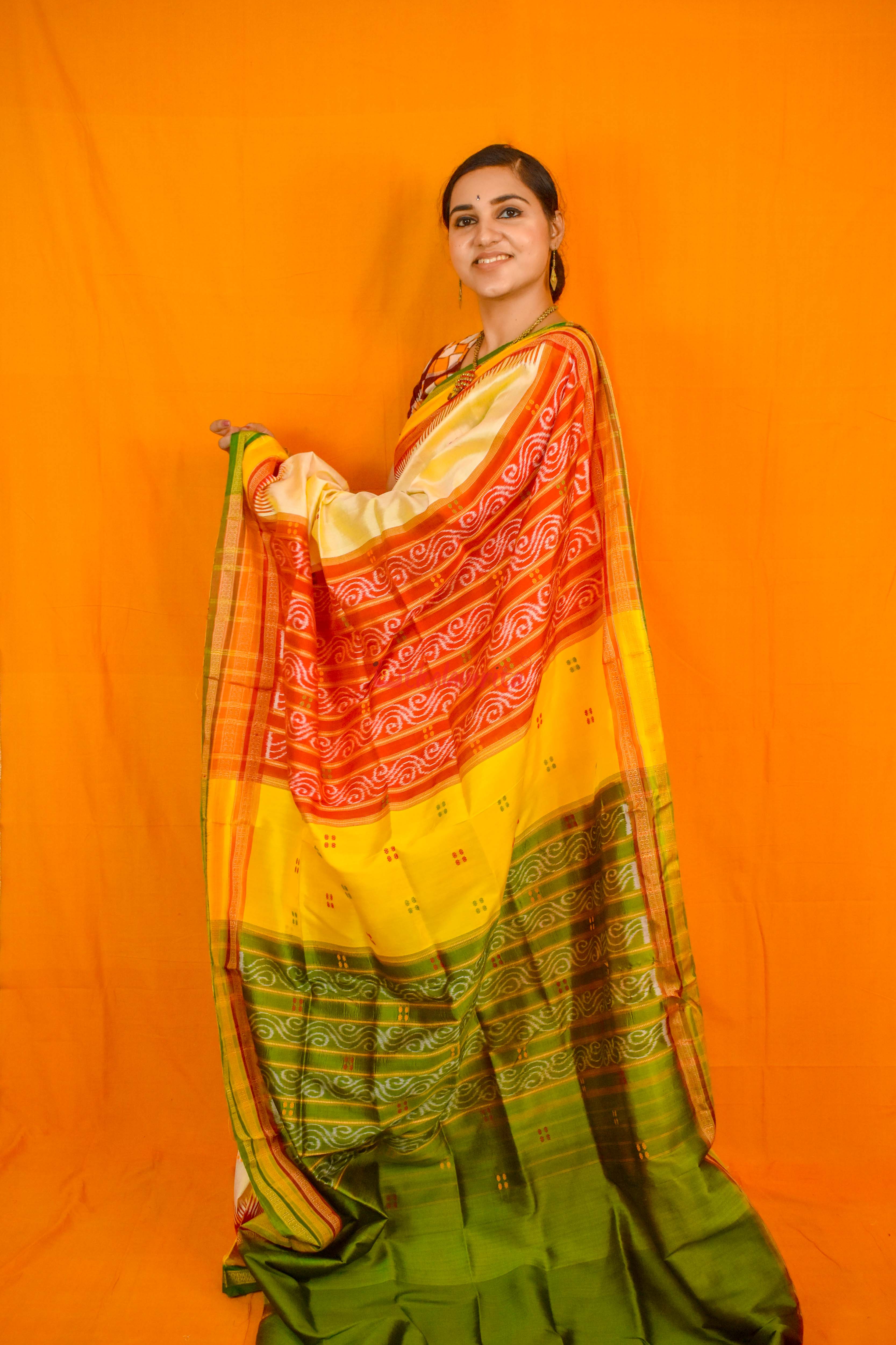 Ghee Kathifera Triple Border Khandua Silk